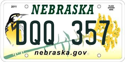NE license plate DQQ357