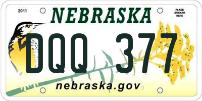 NE license plate DQQ377