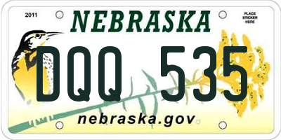 NE license plate DQQ535