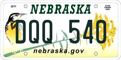 NE license plate DQQ540