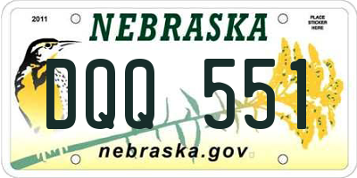 NE license plate DQQ551