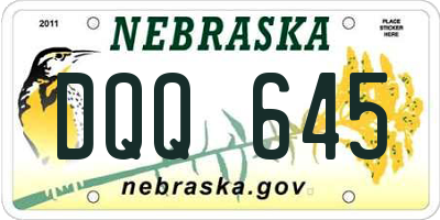 NE license plate DQQ645