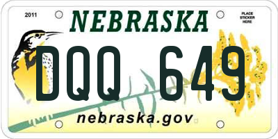 NE license plate DQQ649