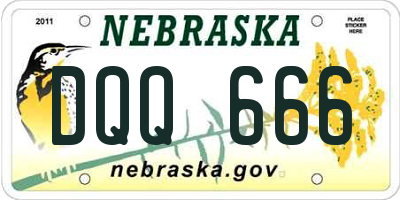 NE license plate DQQ666