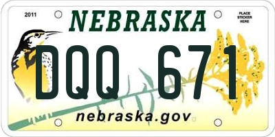 NE license plate DQQ671