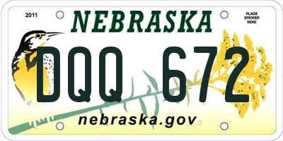 NE license plate DQQ672