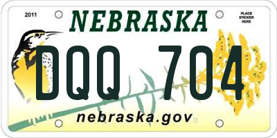 NE license plate DQQ704