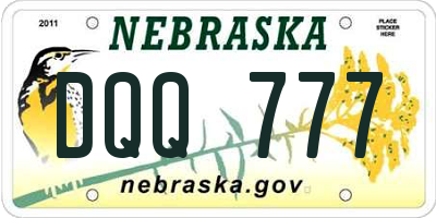 NE license plate DQQ777