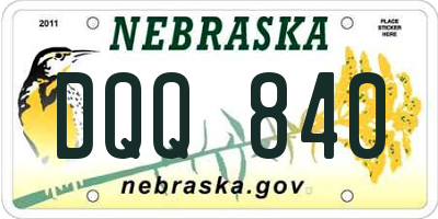 NE license plate DQQ840