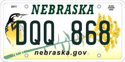 NE license plate DQQ868
