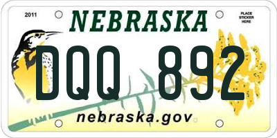 NE license plate DQQ892