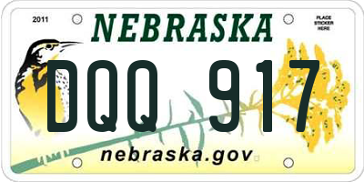 NE license plate DQQ917