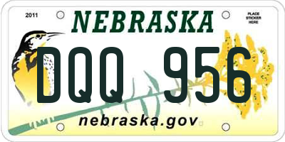 NE license plate DQQ956
