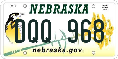 NE license plate DQQ968
