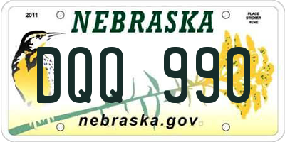 NE license plate DQQ990