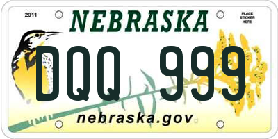 NE license plate DQQ999