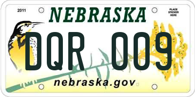 NE license plate DQR009