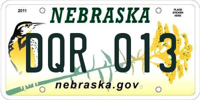 NE license plate DQR013