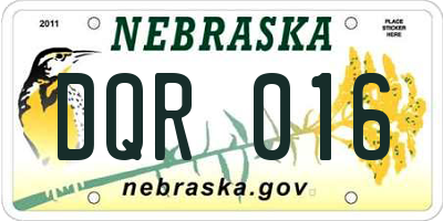 NE license plate DQR016