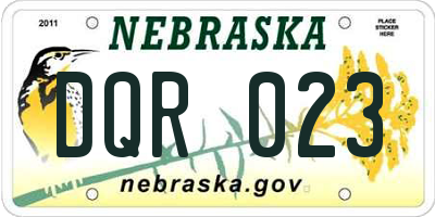 NE license plate DQR023
