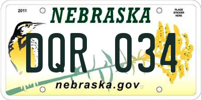 NE license plate DQR034