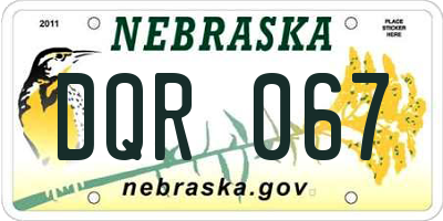 NE license plate DQR067