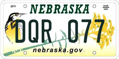 NE license plate DQR077