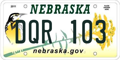 NE license plate DQR103