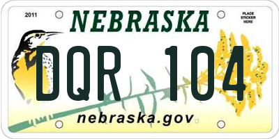 NE license plate DQR104