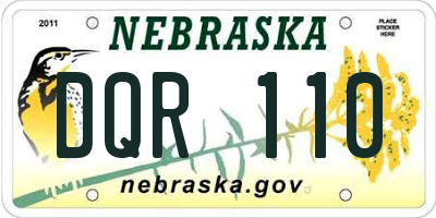 NE license plate DQR110