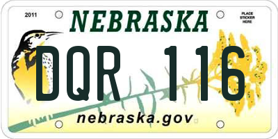 NE license plate DQR116