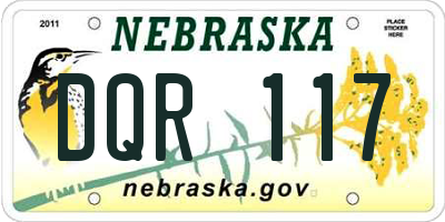 NE license plate DQR117