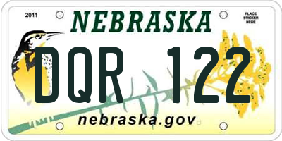 NE license plate DQR122