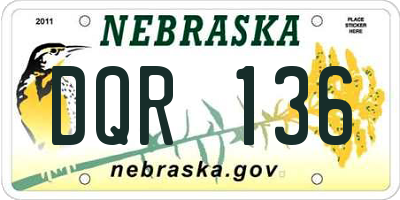 NE license plate DQR136