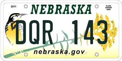NE license plate DQR143