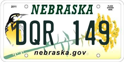 NE license plate DQR149