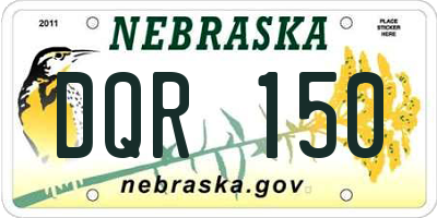 NE license plate DQR150