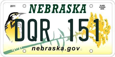 NE license plate DQR151