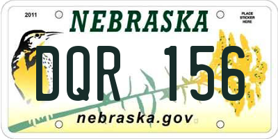 NE license plate DQR156