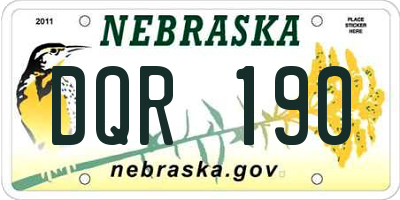 NE license plate DQR190