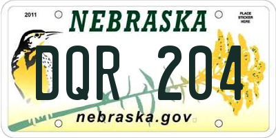 NE license plate DQR204