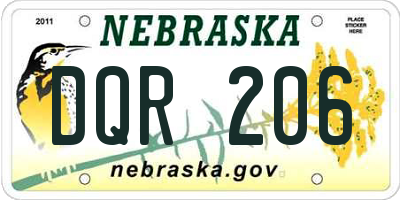 NE license plate DQR206