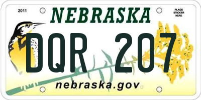NE license plate DQR207