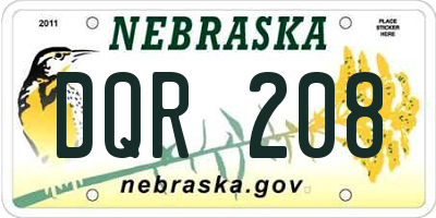 NE license plate DQR208