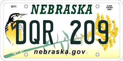 NE license plate DQR209