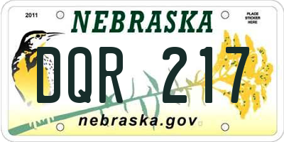 NE license plate DQR217