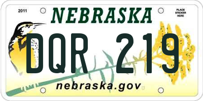 NE license plate DQR219