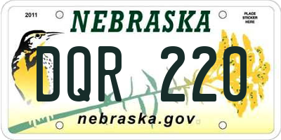 NE license plate DQR220