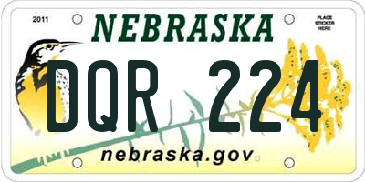 NE license plate DQR224