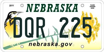 NE license plate DQR225